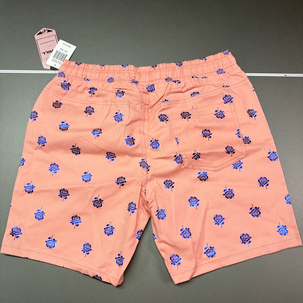 Drill Clothing Company Mens L Stretch Chino Shorts Pink W/ Rose Print NWT - Picture 6 of 6